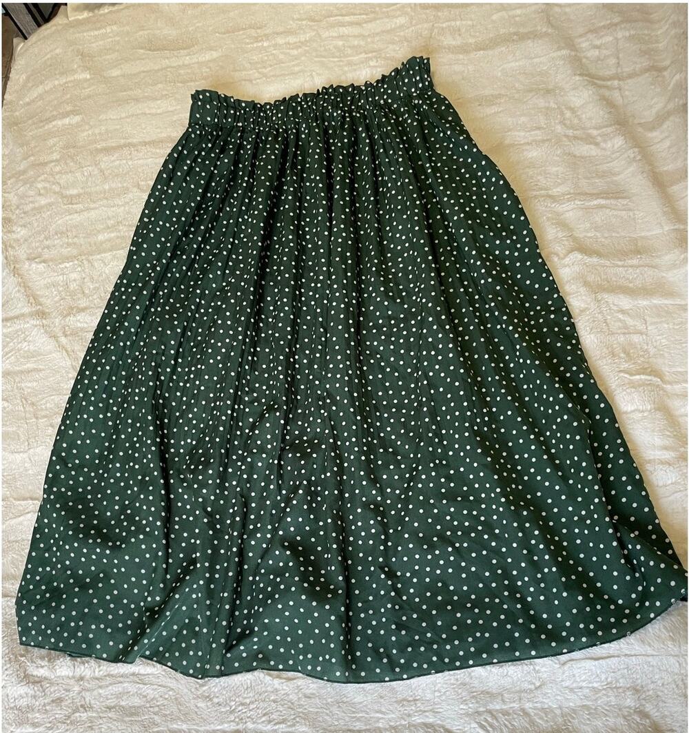 Green Polka Dot Teacher maxi Skirt with pockets